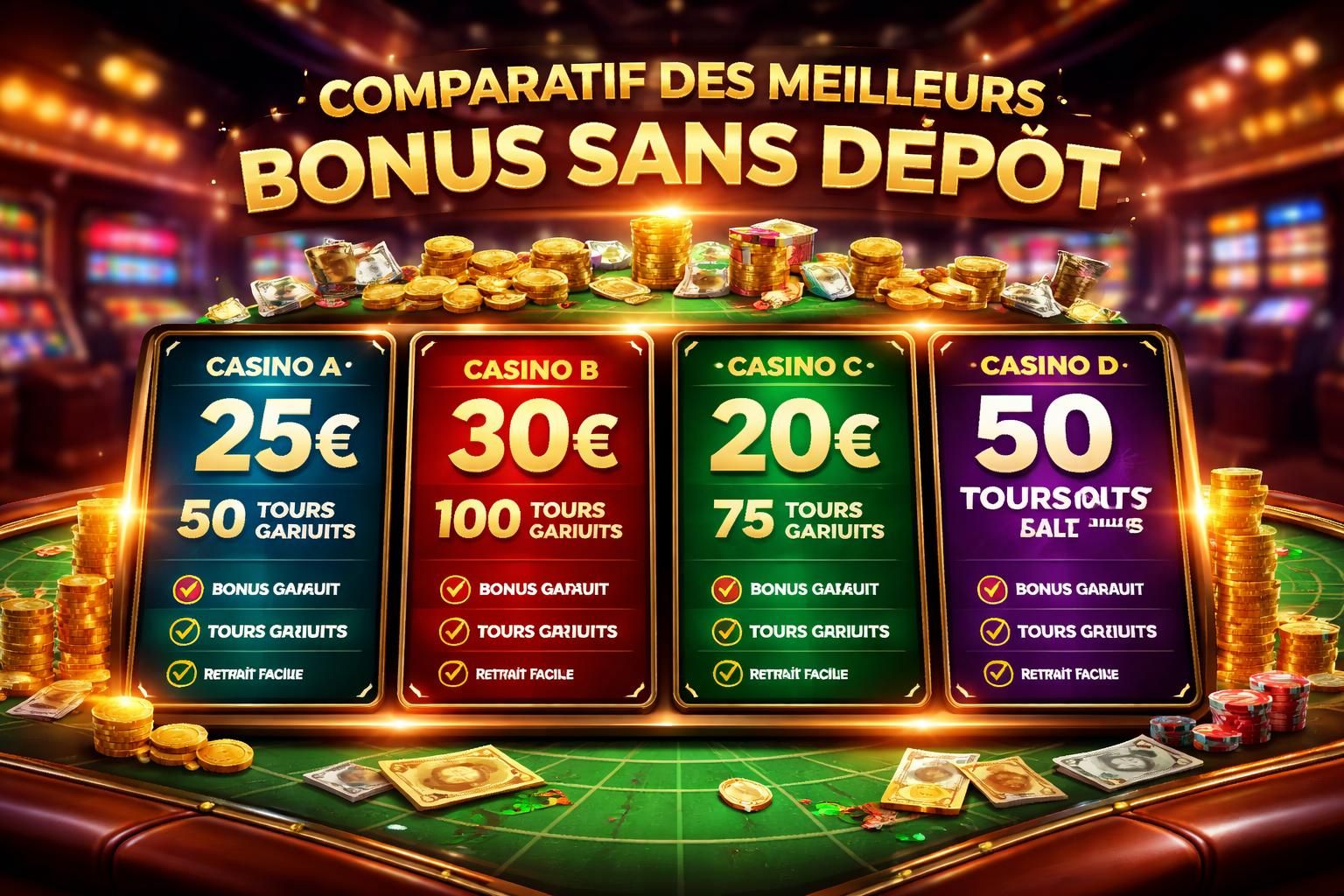 découvrez notre comparatif des meilleurs bonus sans dépôt disponibles sur le marché pour profiter des offres exclusives sans investir d'argent.